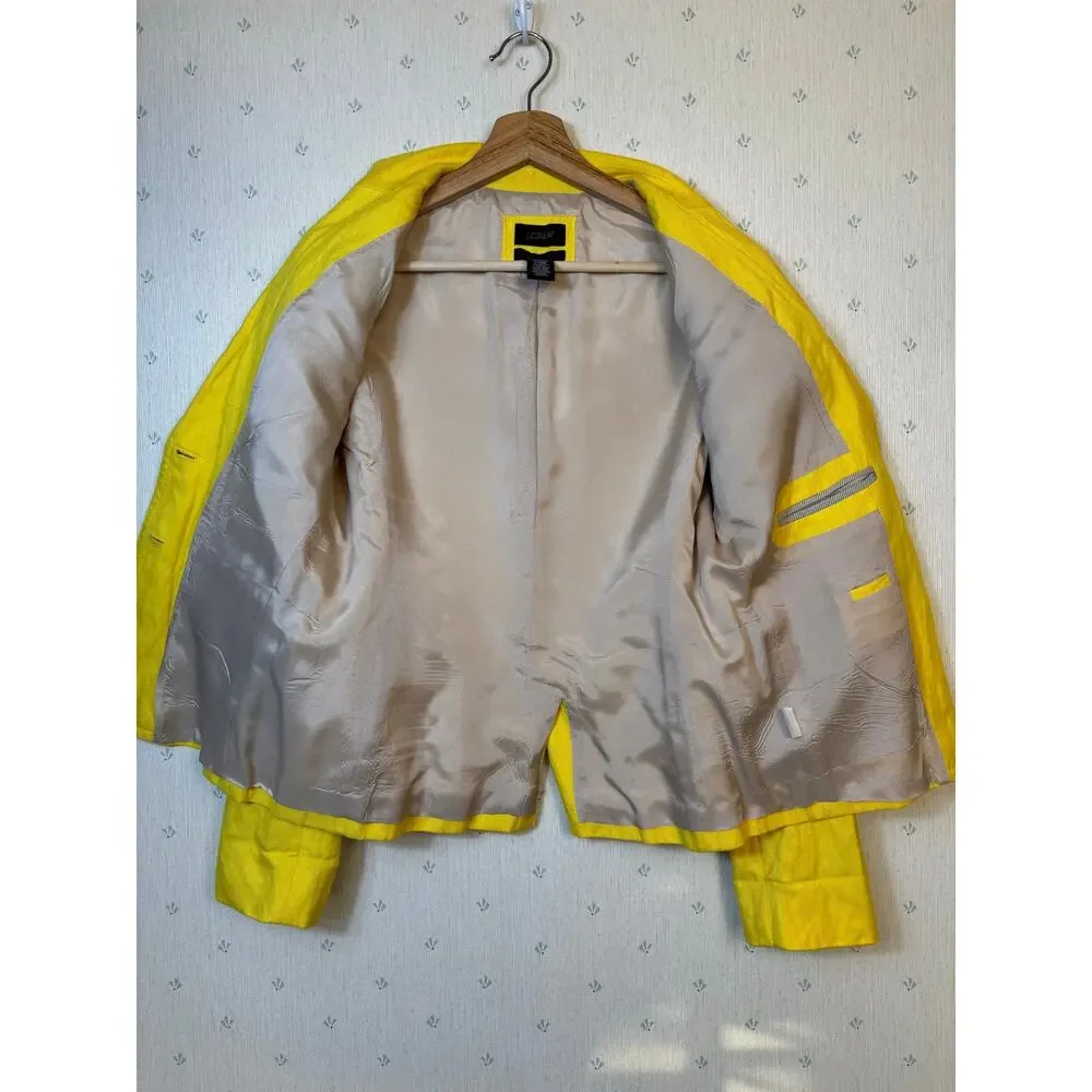 J Crew Schoolboy Blazer Size 8 Yellow Tailored Rayon Business Casual Preppy